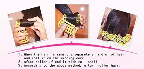 Kamay's Large Hair Rollers Comb Curlers Clips Styling Rollers Hair Curls Wave Style Hairdressing Curlers Tools (Plastic Styling 25mm/1" 10PCS Random Clolor)