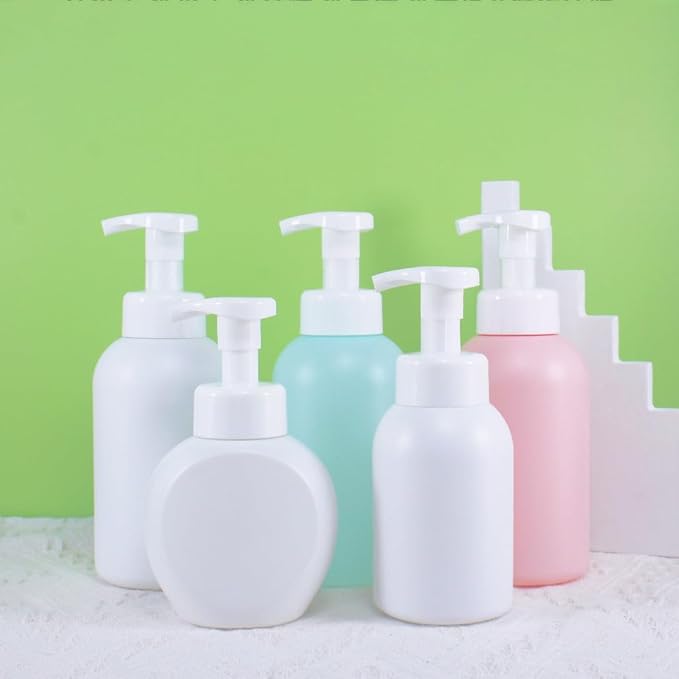 Plastic Foaming Hand Soap Dispenser,Toddler Bar Soap Cute Kids Dispenser for Bathroom Refillable Pump Bottles for Kitchen Liquid Shampoo Body Wash 10oz 300ml (3, White+Pink+Blue)