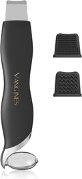 Vangines Blackhead Remover Tool with Ice Roller, Stainless Steel Face Scraper, Skin Scrubber Face Spatula for Deep Cleansing, 3-in-1 Skin Care Tool with 2 Silicone Brush Heads (Charcoal Black)