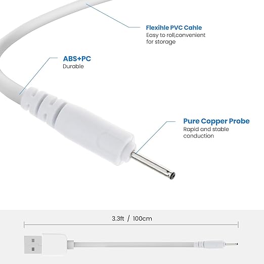 Chofit Intended for COSLUS FBS02/FBS01 Facial Cleansing Brush Charging Cable Protable Replacement USB Charger Cable Compatible with COSLUS IPX7 Charger (White,2PACKS)