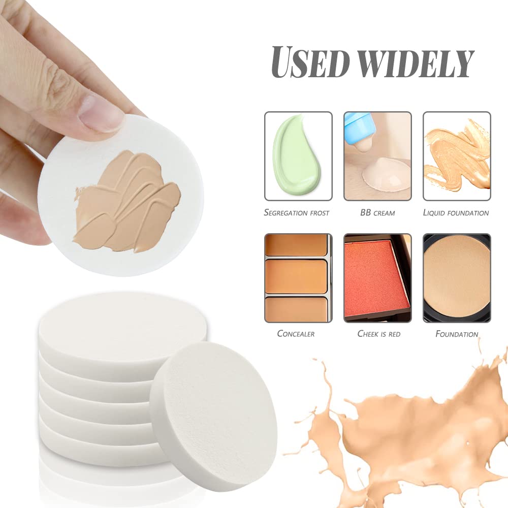 Vmiapxo 48 Pieces White Makeup Sponge, Round Cosmetic Foam Pad