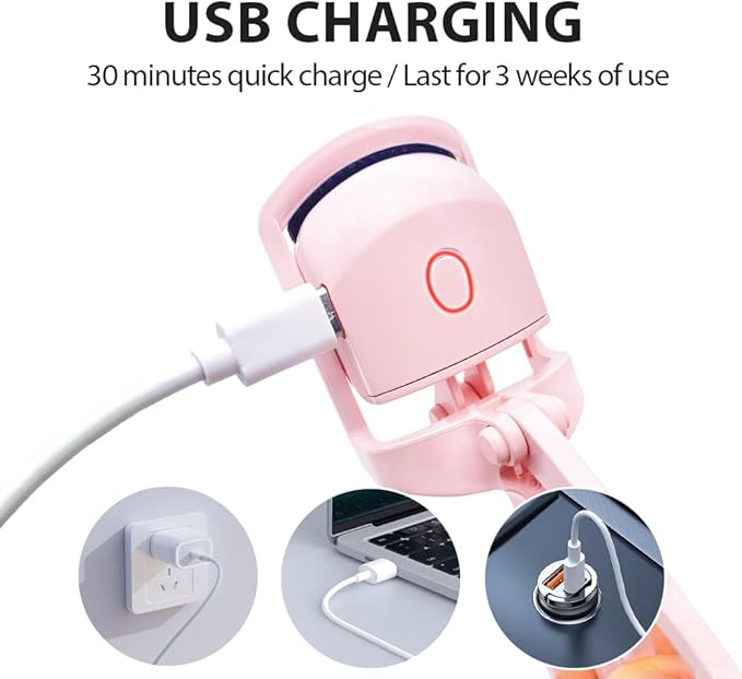 NATUHANA Heated Eyelash Curler with USB,Fast Heat up & 24H Long-Lasting,Rechargeable Electric Lash Curlers,Temperature Control,Safe Anti-Burn Quick Natural Curling Eye Lashes,Blue