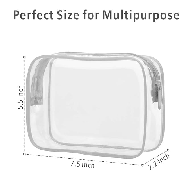 PACKISM Clear Makeup Bag for Travel - TSA Approved Toiletry Bag, Grey