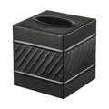 Monarch Abode Tissue Box Cover Square – Handcrafted Wave Embossed Black Metal Tissue Holder Box for Bathroom Accessory, Aesthetic Decorative Facial Napkin Cube for Modern Home Decor