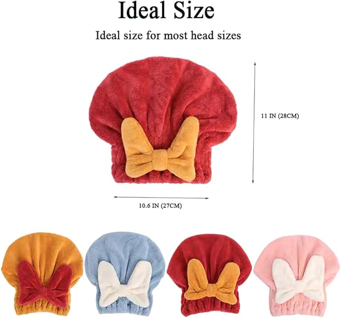 Jenmex Microfiber Hair Towel Wrap for Women, 2Pcs Hair Towel Cap.Soft Absorbent Turban Hair Towel for Long and Wet Hair (Orange & Pink)