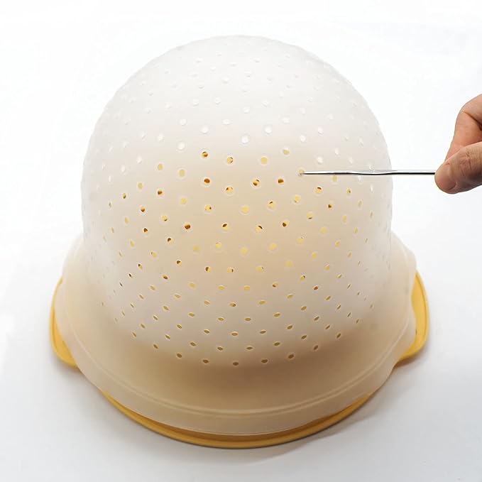 2 PCS Holes Opened Hair Dye Cap Highlight Kit with Hook Silicone Highlighting Cap Smooth Highlights at Home Bleach Reuseable Beauty Hair Care Kits (White)
