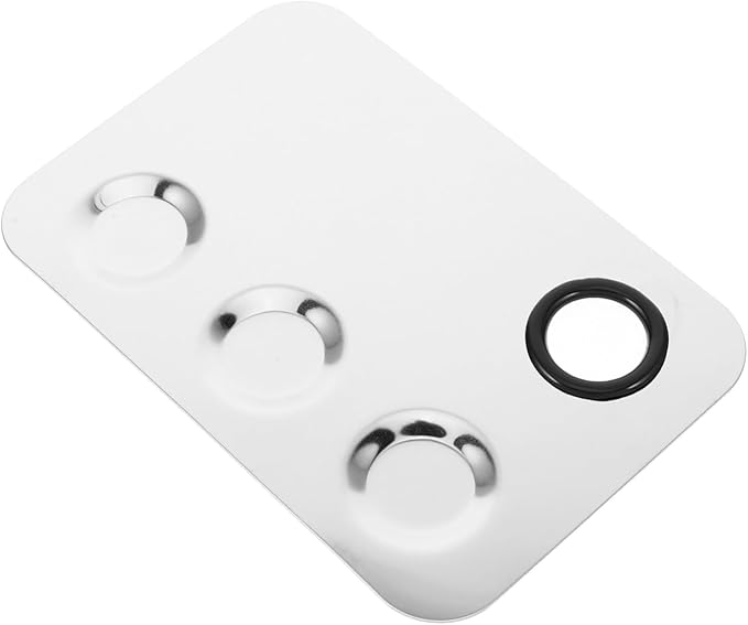 Makeup Mixing Plate Small Palette Cosmetic Foundation Dish Beauty Face Tray Powder Pallets Mini Makeup Tool Accessories Foundation Plate Make up Plate Silver Stainless Steel