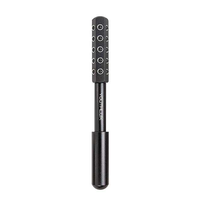 YOUTHLUX Radiance Roller – Germanium Stone Facial Massage Tool/Wand Face Roller for Lifting, Sculpting, De-Puffing, Glow Boost, Energizing & Cooling Effect (Black)
