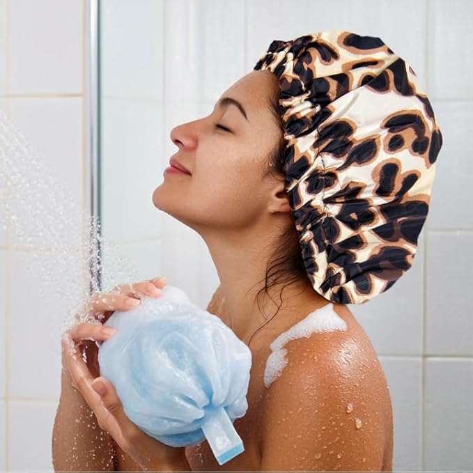 Edoneery Reusable Shower Caps for Women, Waterproof Long Hair Bonnet