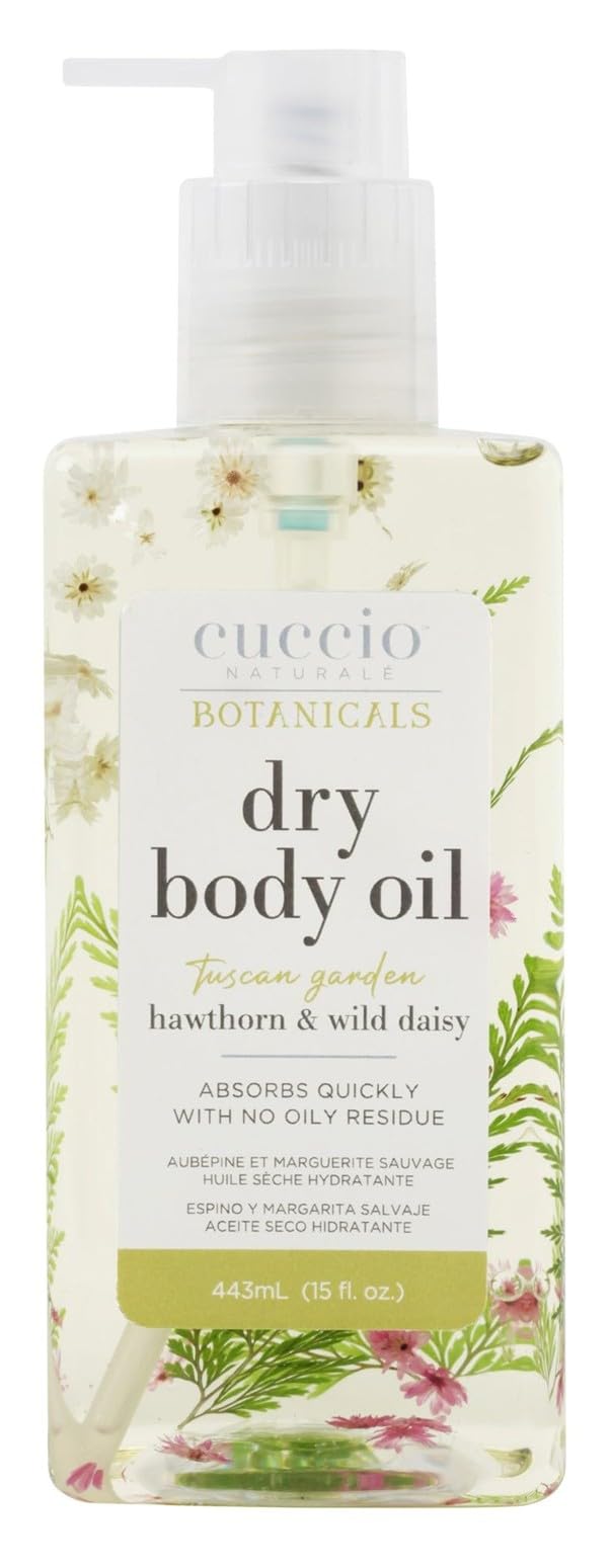 Cuccio Naturale Hydrating Dry Body Oil – Hawthorn & Wild Daisy, Fast‑Absorbing Non‑Greasy Moisturizer for Soft Radiant Skin, 15 fl oz