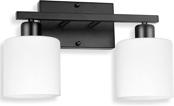 Dekang Black Bathroom Light Fixtures Over Mirror, 2-Light Vanity Lights