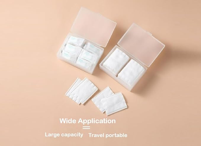 Sprigold travel transparent cotton pads/swabs large capacity storage box with PP(polypropylene) material, easy to use and take,beautiful design, muti-purpose, moisture-proof and dust-proof (Travel)