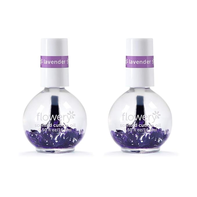 Flowery Lavender Scented Cuticle Oil – Nail & Cuticle Treatment, for Dry Cracked Cuticles, Moisturizing Nail Oil for Strong Healthy Nails, 0.5 oz, 2 Pack