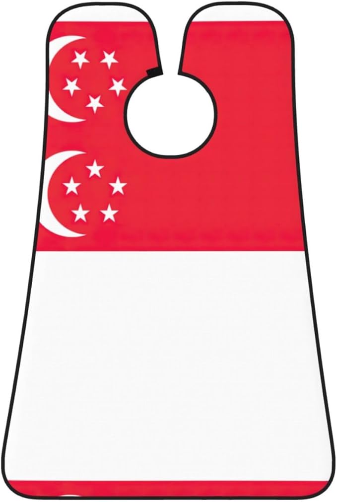NOUZU Singapore Flag Print Beard Bib Apron For Men, Beard Hair Catcher For Men Shaving Trimming,Beard Cape Cloth