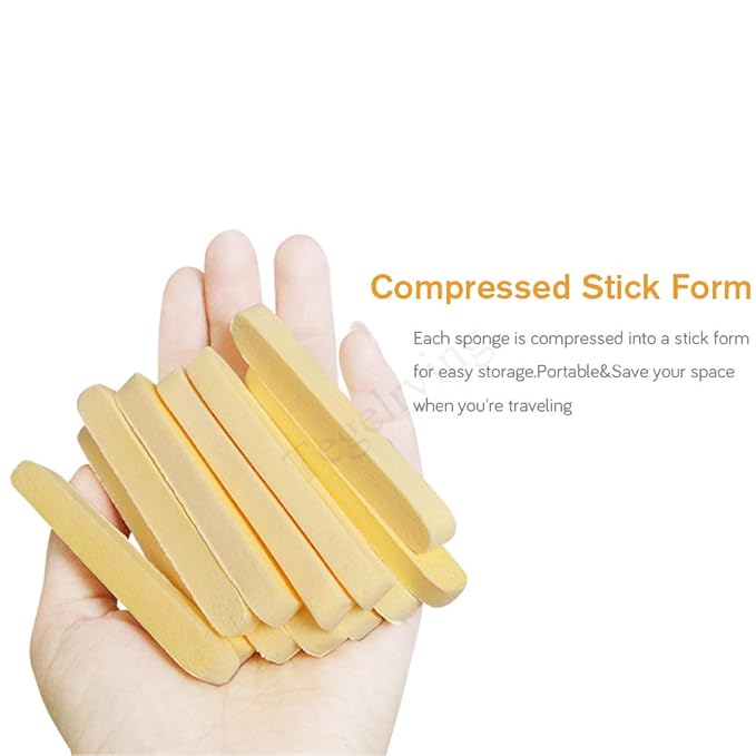 Facial Sponge Compressed,120 Count PVA Professional Makeup Removal Round Face Wash Sponges Spa Pads Exfoliating Cleansing for Women,Yellow