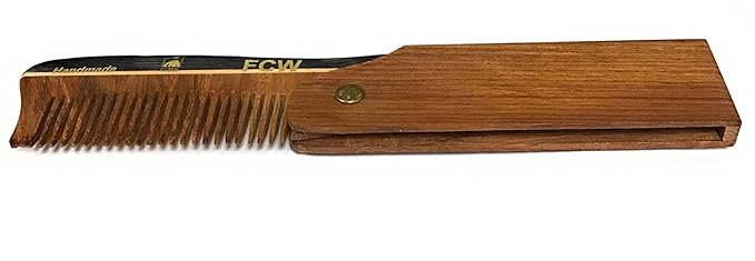 G.B.S Wooden Hair Comb for Men Pocket Folding Comb for Beard Wide Tooth Pack of 2