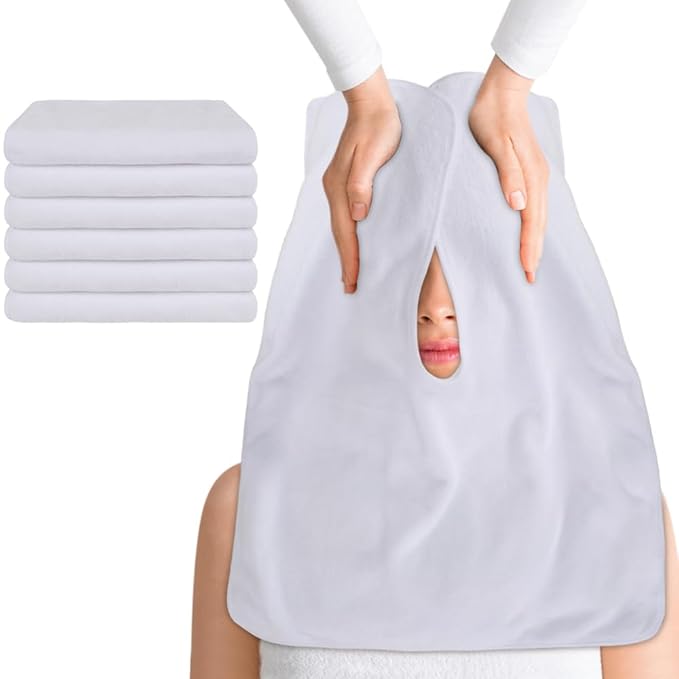 SINLAND Microfiber Esthetician Towels for Facials Mask Removing Face Wrap Soft Facial Cloth with Split Design Spa Towels for Facial Steam Massage and Cleansing 20x15.7inch