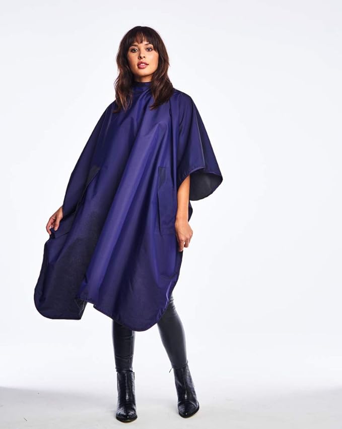 Betty Dain Hands-Free All-Purpose Bleach Proof Cape, 45" W x 58" L, Chemical, Color, Waterproof Polyester, Anti-static Nano Material, Machine Washable, Purple
