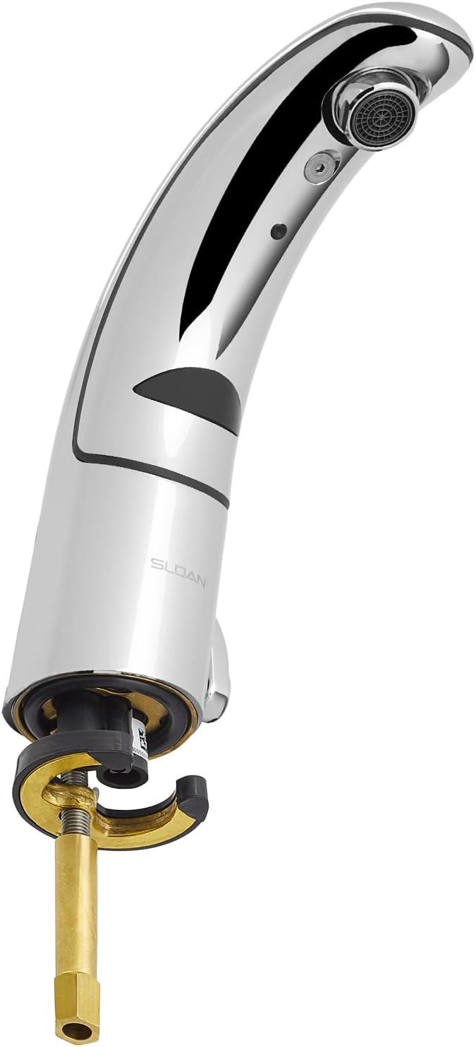 Sloan Optima EAF-150-ISM Sensor Activated Touch-Free Faucet, Commercial Grade with Mounting Hardware - 0.5 GPM Battery-Powered Deck-Mounted Mid Body, Polished Chrome Finish, 3335177