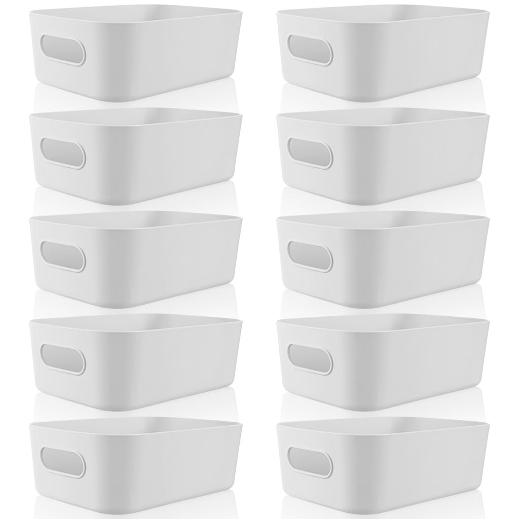 Zopeal Plastic Storage Bins 10 Pcs Gray Pantry Organizer Bins Small Baskets Storage Containers for Home Kitchen (8 x 5.7 x 3 Inch)