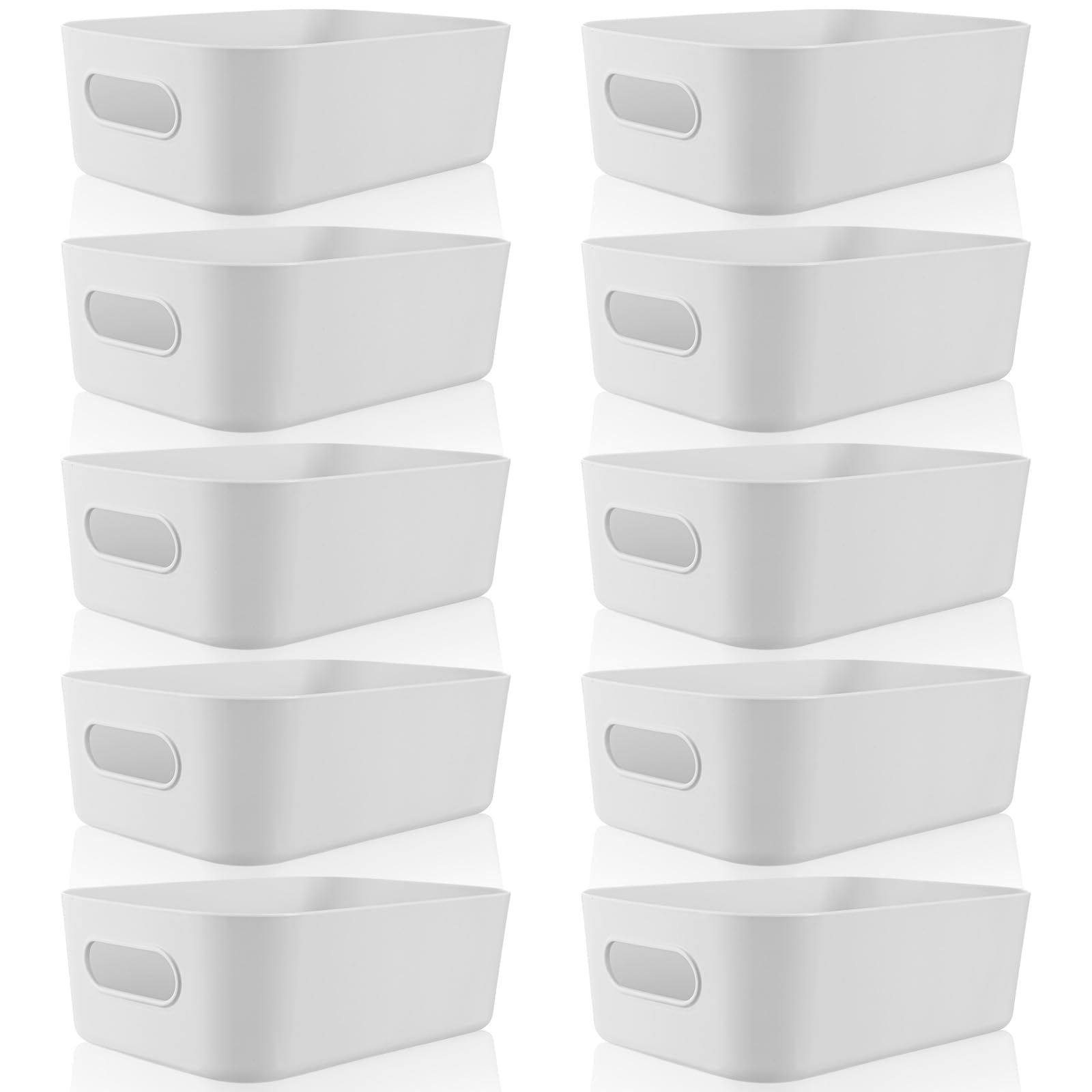 Zopeal Plastic Storage Bins 10 Pcs Gray Pantry Organizer Bins Small Baskets Storage Containers for Home Kitchen (8 x 5.7 x 3 Inch)