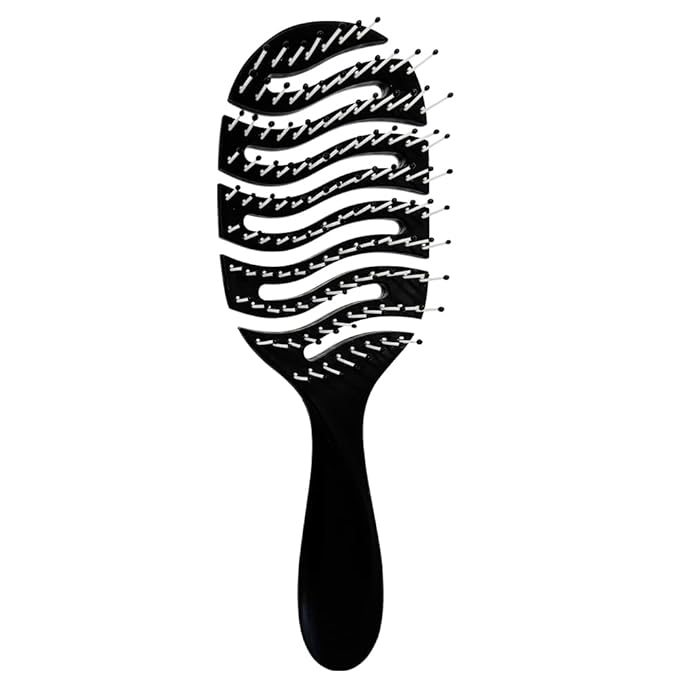Detangler Hairbrush, Soft Bristle Detangling Brush for Straight, Wavy, Curly and Fine Hair, Dry and Wet, Quick Smoothing for Women and Men（Black）