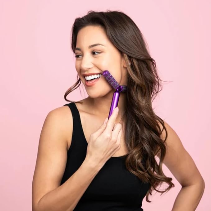 YOUTHLUX Revolution Roller - Germanium Stone Uplifting Beauty Facial Massage Tool/Wand Face Roller for Skin Tightening/Firming, De-Puffing, Anti-Aging (Purple)