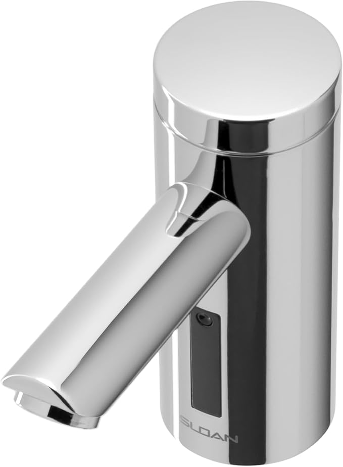Sloan Optima EAF-250 Sensor Activated Touch-Free Faucet, Commercial Grade with Mounting Hardware - 0.5 GPM Battery-Powered Deck-Mounted Mid Body, Polished Chrome Finish, 3335060