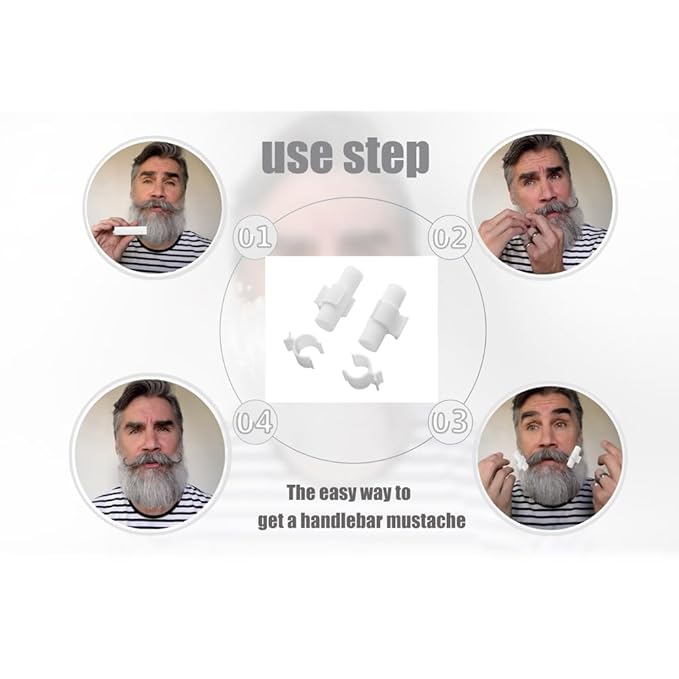 1 Pair Handlebar Moustache Training Wheels,Visualsource Large Size Handlebar Moustache Beard Shaping Styling Tool Handlebar Mustache Trainer Curler Stylist Gentleman's Style Great Gift For Men