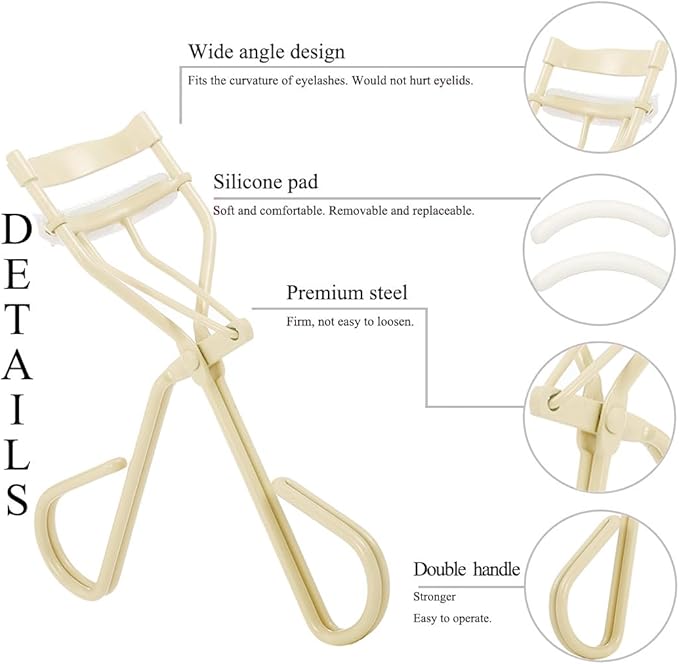 Uranian Eyelash Curlers with Built-in Comb Lash Curler with Comb Eyelash Curler with 2 Refill Pads Premium Lash Curler Makeup Tool for Women and Girls