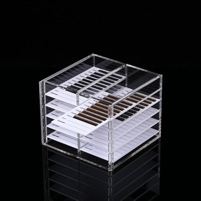 LIXIMMAZN 10 Layers Acrylic Eyelash Storage Organizer, Cosmetic Makeup Container Box, Clear Case Cabinet Display Used for Eyelash Storage and Eyelash Salons (10 Layers Type A)
