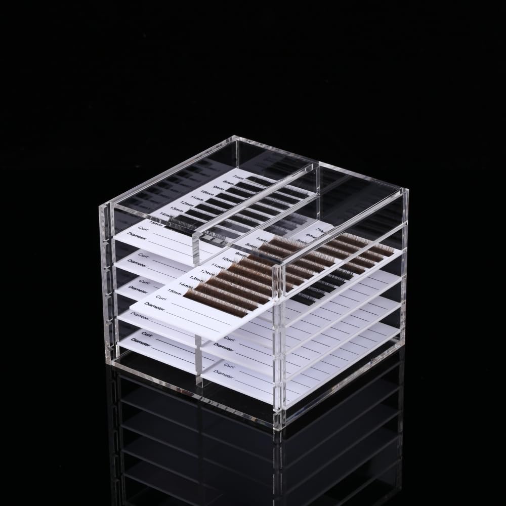 LIXIMMAZN 10 Layers Acrylic Eyelash Storage Organizer, Cosmetic Makeup Container Box, Clear Case Cabinet Display Used for Eyelash Storage and Eyelash Salons (10 Layers Type A)