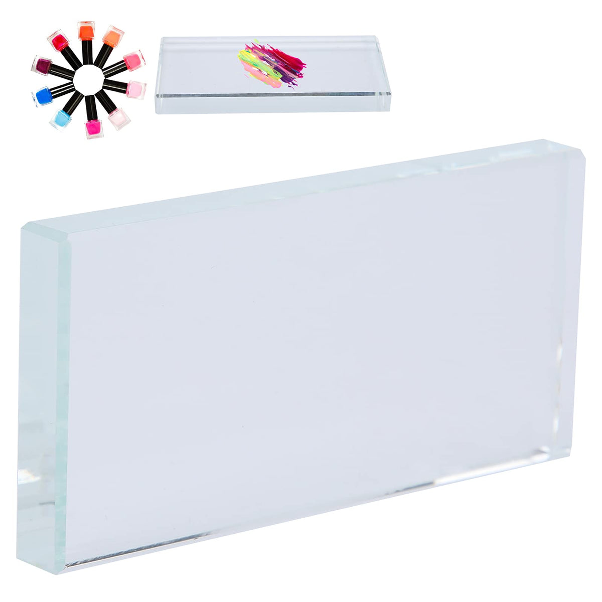 Nail Art Palette - High-Quality Glass Rectangle Makeup Blending and False Eyelash Glue Holder for Professional Use - Easy Color Mixing for Nail Art and Makeup