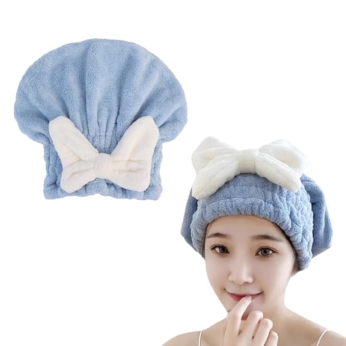DeaHea 2 Pack Hair Drying Caps Microfiber Hair Towel Wrap Super Absorbent Quick Dry Turban Wet Head Hair Drying Wraps for Bathing Bath Girls Women Swim Beauty Post Shower Instead of Blow Dryers