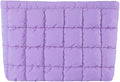 HFLZBRO Puffy Quilted Makeup Bag for Women, Cosmetic Bag, Travel Toiletry Organizer Pouch Clutch (purple)