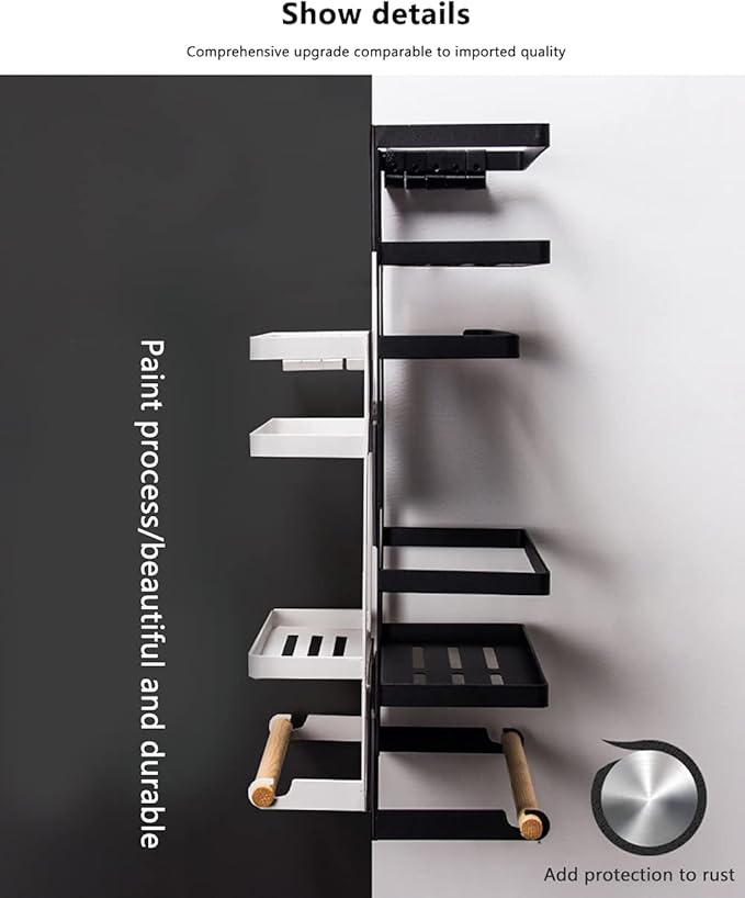 Multi-Layer Magnet Rack, Refrigerator Racks Bathroom Countertop Storage Shelf Cosmetic Organizer Holder Kitchen Spice Rack, Decorative Storage,White