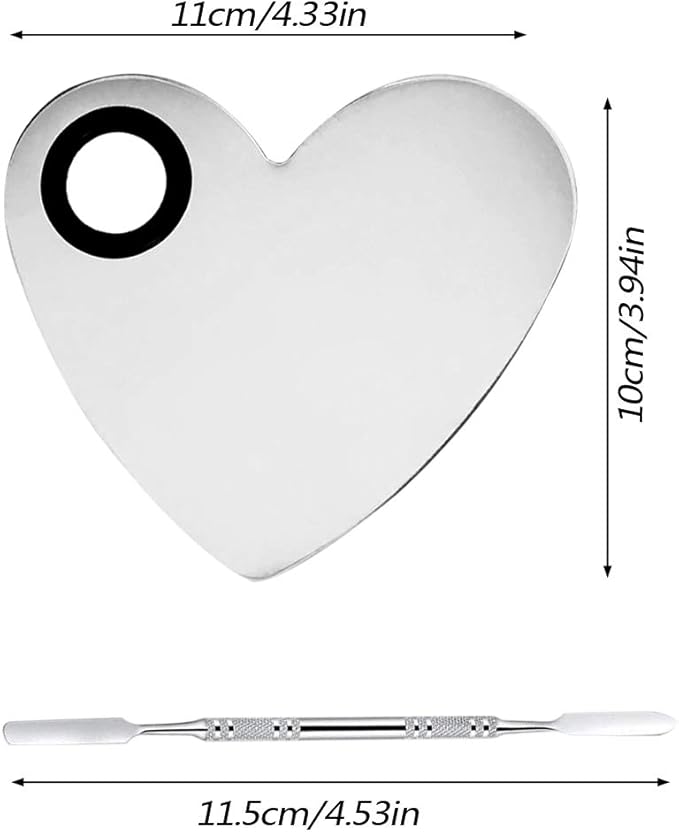 AYWFEY 2 Sets 2 in 1 Makeup Mixing Palette, Stainless Steel Cosmetic Makeup Palette Tray with Spatula, Professional Makeup Mixer Pallet Makeup Artist Tools for Blending Cosmetic Eye Shadow Lipstick