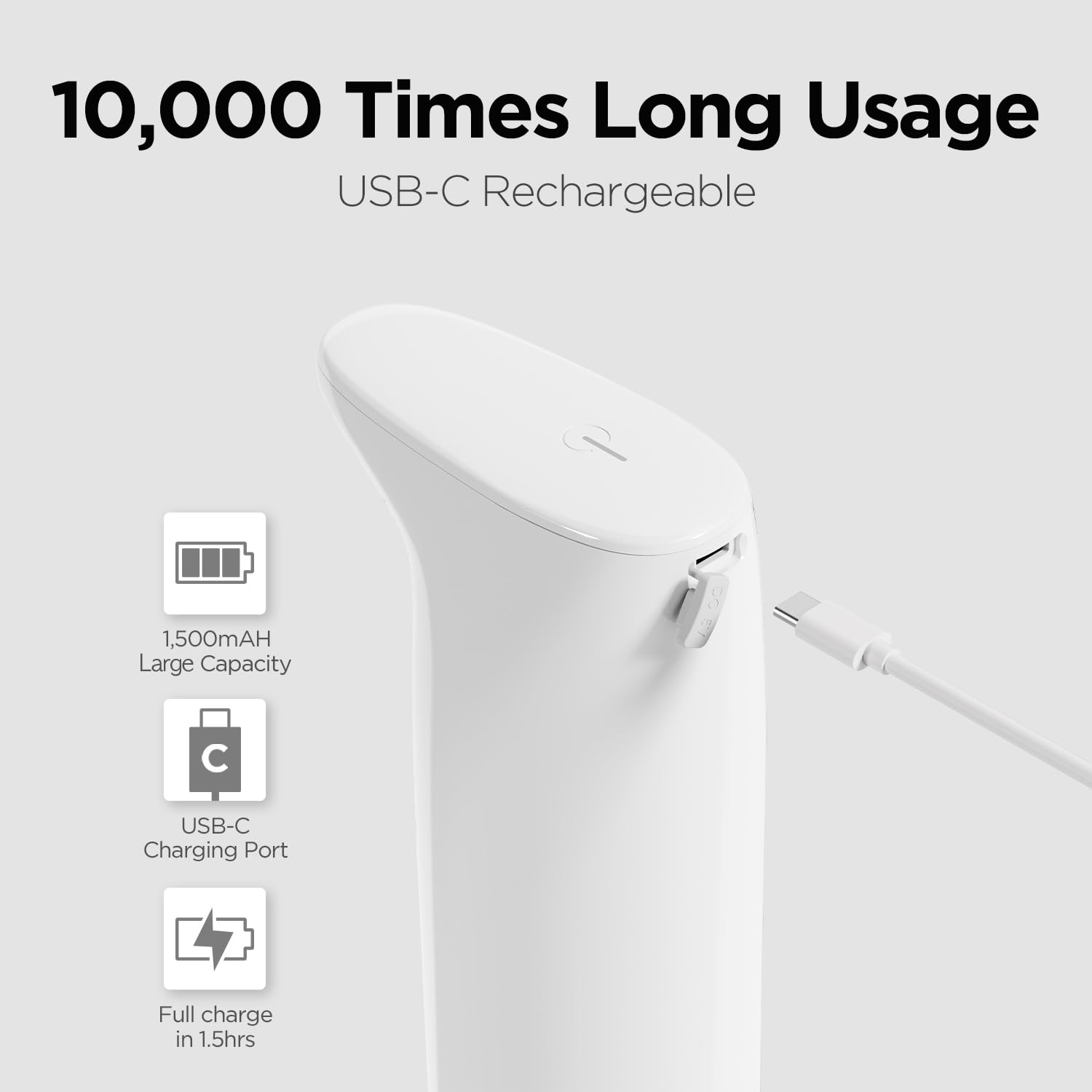 mooas Automatic Foaming Soap Dispenser Milky Touchless Foaming Hand Soap Dispenser, USB Rechargeable Electric Sensor Auto Foam Soap Dipsenser for Bathroom Kitchen Dish Wash Commercial 10.8oz (Ivory)