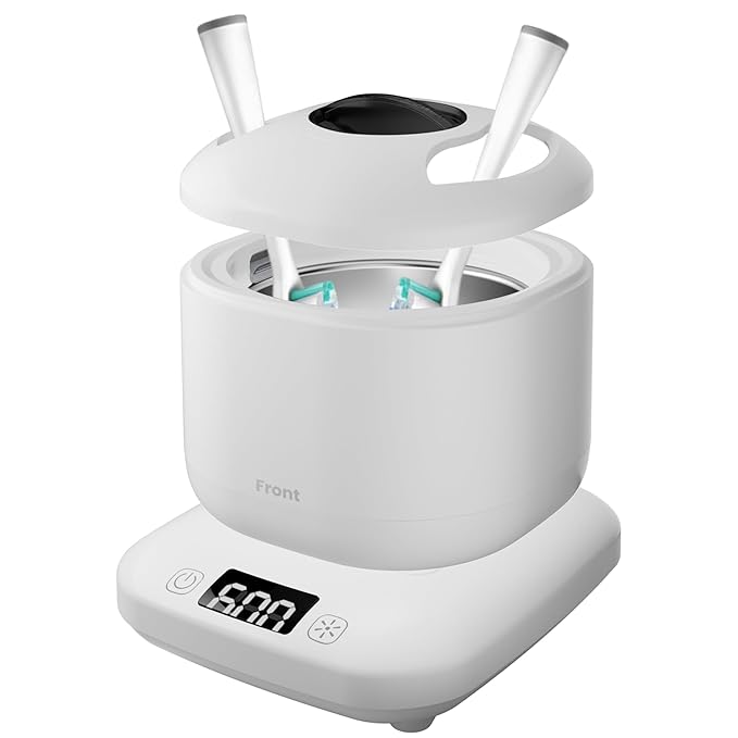 Ultrasonic Jewelry Cleaner Machine with Purifying Light, Detachable Retainer Cleaner for Jewelry, Retainers, Dentures, 42kHz Ultrasonic Cleaner with 3 Modes, Waterproof, for family, White