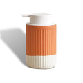 ABBI NIMO Hand Dipped Terracotta Ceramic Foam Soap Dispenser, 12 oz Rippled Bubble-Up Bottle with White Silicone Pump, Refillable Orange Hand Soap Dispenser for Bathroom