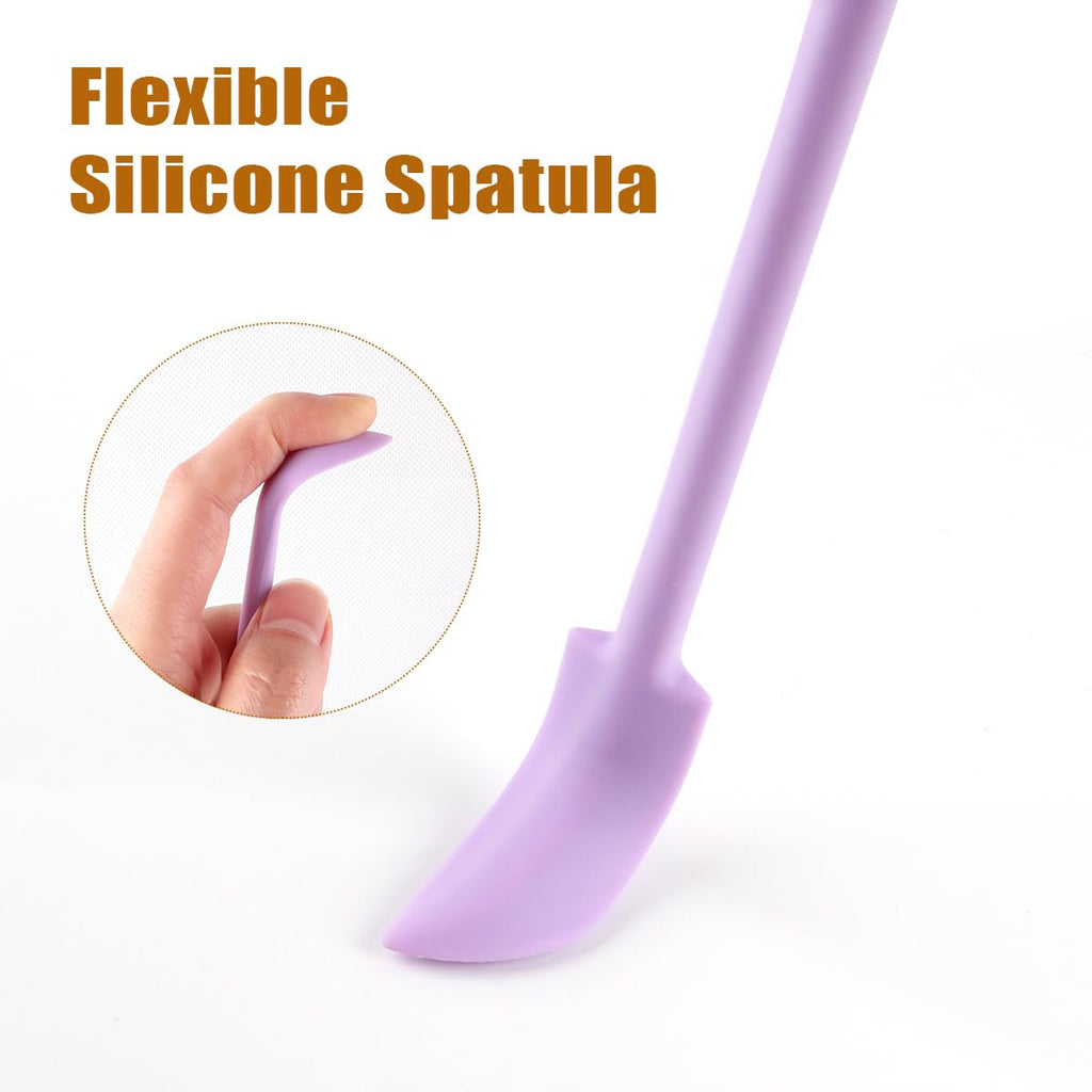 Silicone Spatula Set (6Pcs) - Mini Scraper Tool for Beauty & Food - Reach Every Last Drop, Multi-Size Spatulas for Makeup Jars, Lotion Bottles & Kitchen Containers (Purple)