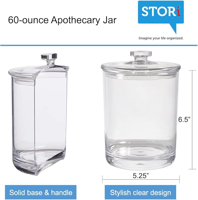 STORi 60-Ounce Premium Quality Clear Plastic Apothecary Jar
