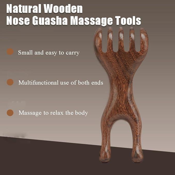 OULIGET Natural Wooden Nose Guasha Massage Tools Anti-Static, Eyes Facial Wood Gua Sha Tool,face Manual Massager Tool, Multifunctional Handheld Meridians Acupoint Massage Tool,1 Pieces