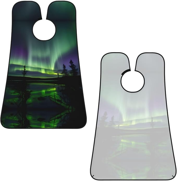 NOUZU Dark Northern Lights Print Beard Bib Apron For Men, Beard Hair Catcher For Men Shaving Trimming,Beard Cape Cloth