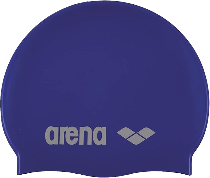 Arena Classic Unisex Soft Silicone Swim Cap for Women and Men, Intensive Training and Racing Comfortable Non-Slip Long Hair Swimming Hat, SkyBlue/White