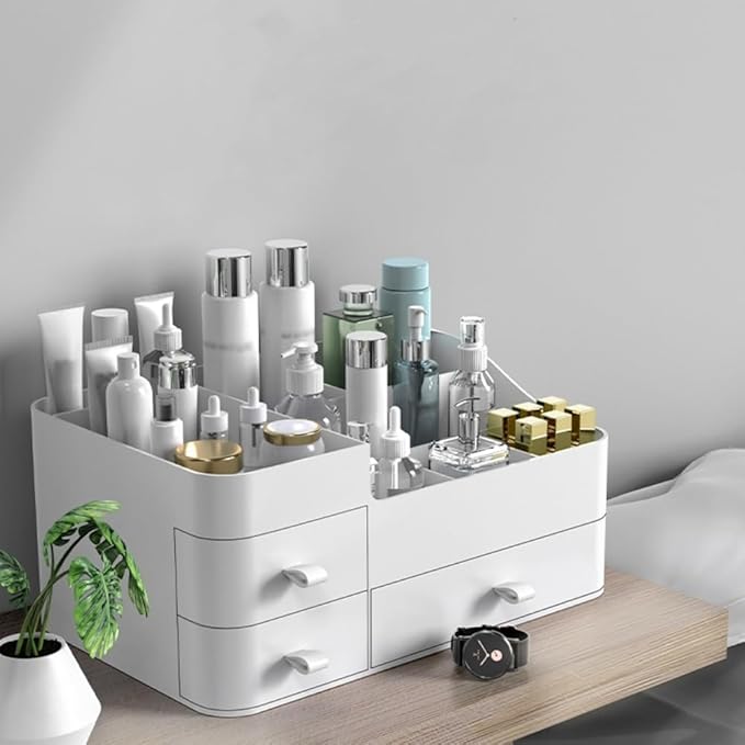 MIUOPUR Makeup Organizer with Drawers, Bathroom Counter Organizer, Plastic Cosmetic Display Case, Large Skincare Storage for Vanity Countertop, Ideal for Bedroom Dresser top and Desktop