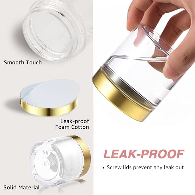 12 Pack 8 oz Plastic Cosmetic Containers With Rose Gold Lids Refillable Clear Empty Travle Jars Containers for Body Butter,Sugar Scrubs,Cream,Lotions,Candy, Label&Spatulas