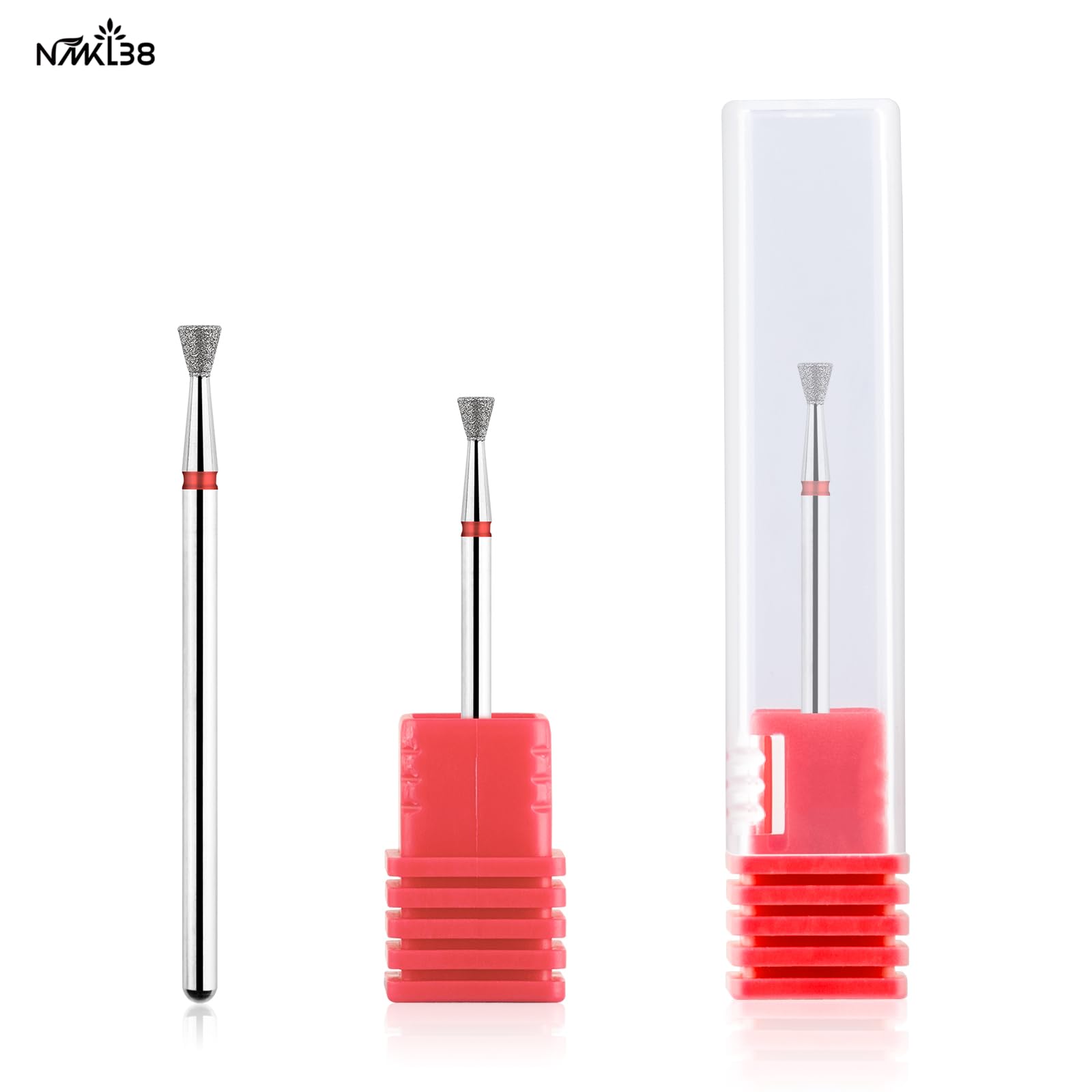 NMKL38 Tapered Diamond Nail Drill Bits for Nail Prep 3/32 Shank efile Bit Cuticle Cleaner Tool