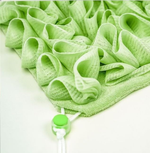 Washcloth Loofah Combo 2-in-1 Loufee Wash Cloth that Holds Bar Soap-Exfoliation Mesh Shower Ball for Body Wash&Smooth Skin+Free Loofah Dish Towel
