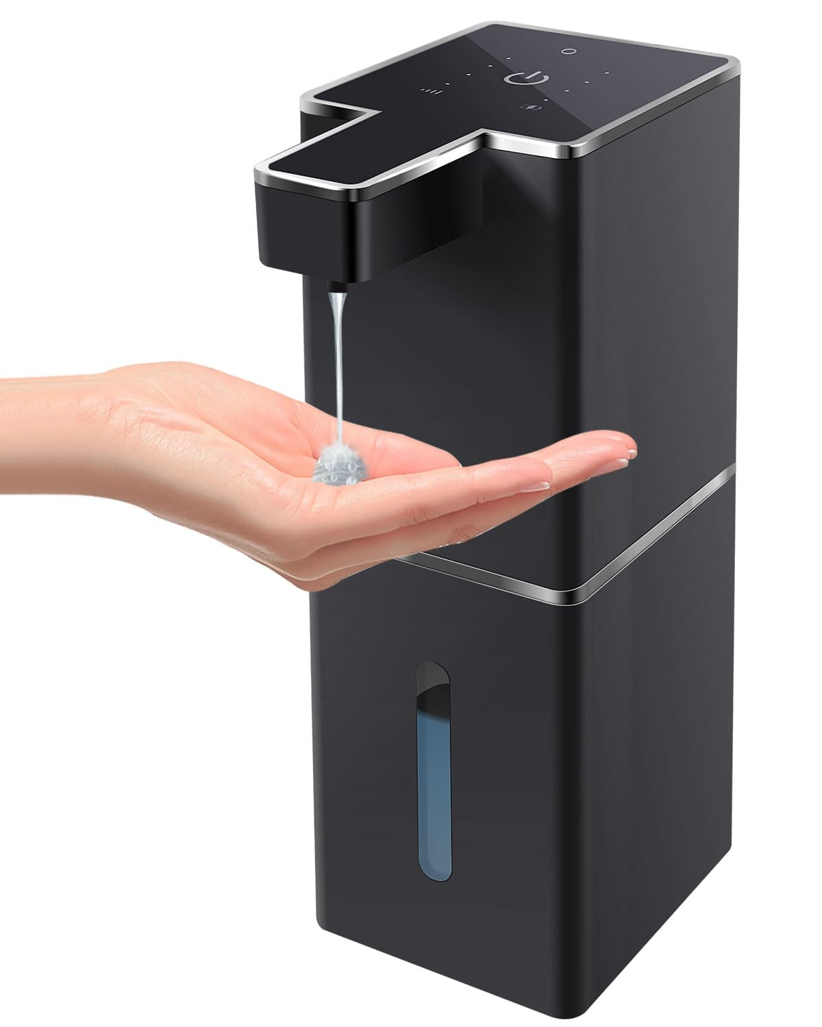 JEMISUN Automatic Liquid Soap Dispenser Touchless Soap Dispenser 380ml/12.8oz Rechargeable, Wall Mounted,4 Levels Adjustable Auto Soap Pump for Bathroom Kitchen Dish Soap